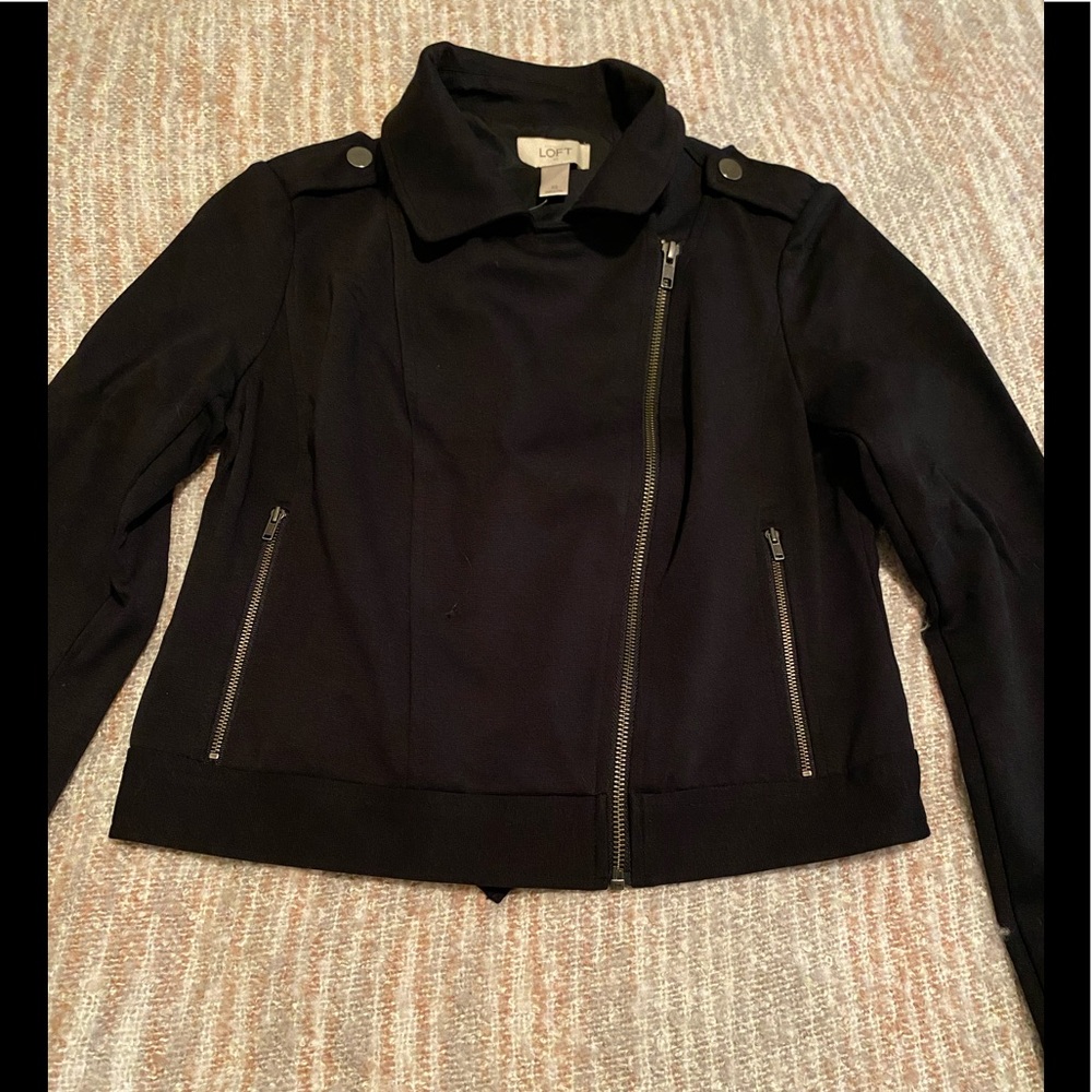 Loft Black Cotton Moto Jacket